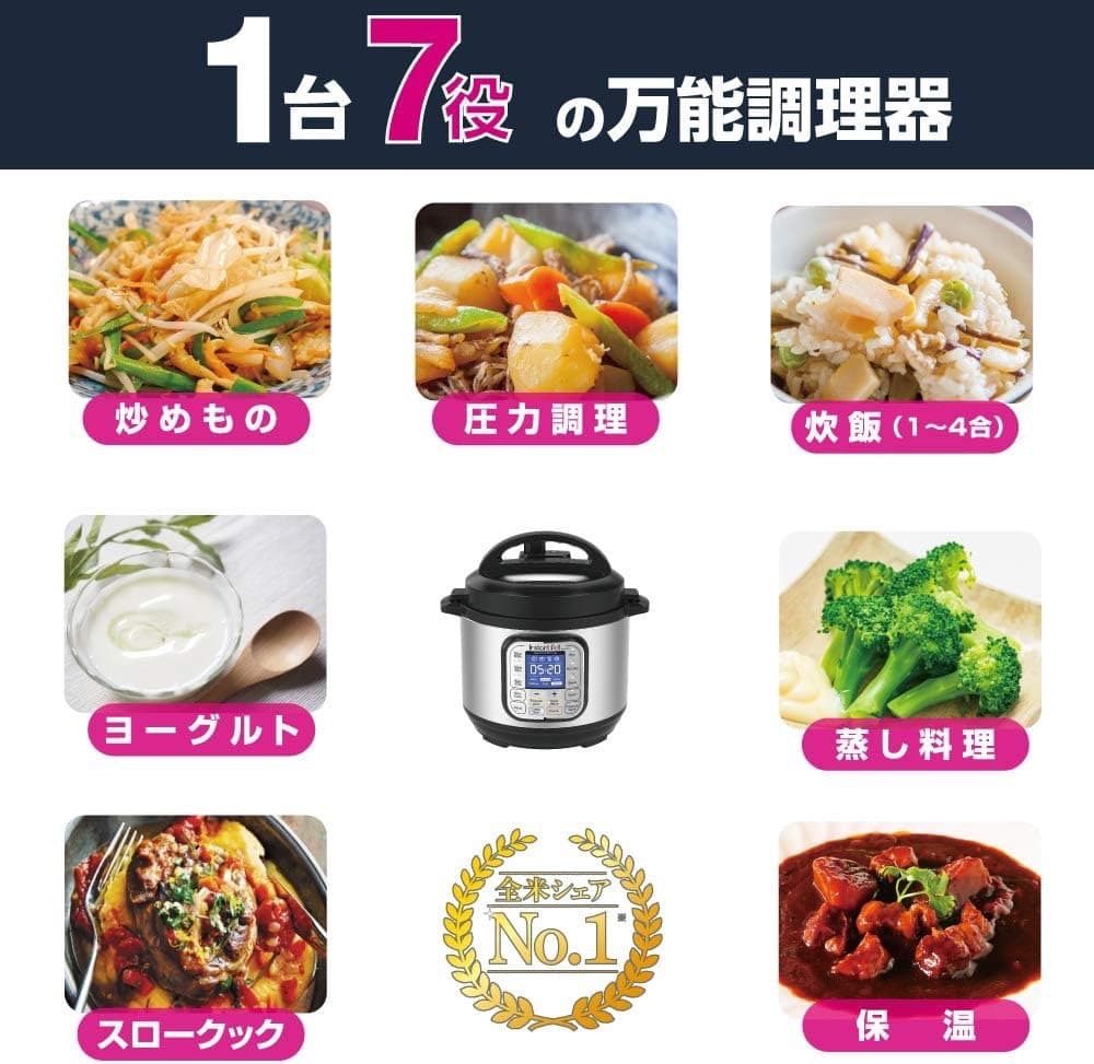 マルチ電気圧力鍋 Instant Pot 1台7役 3.0L