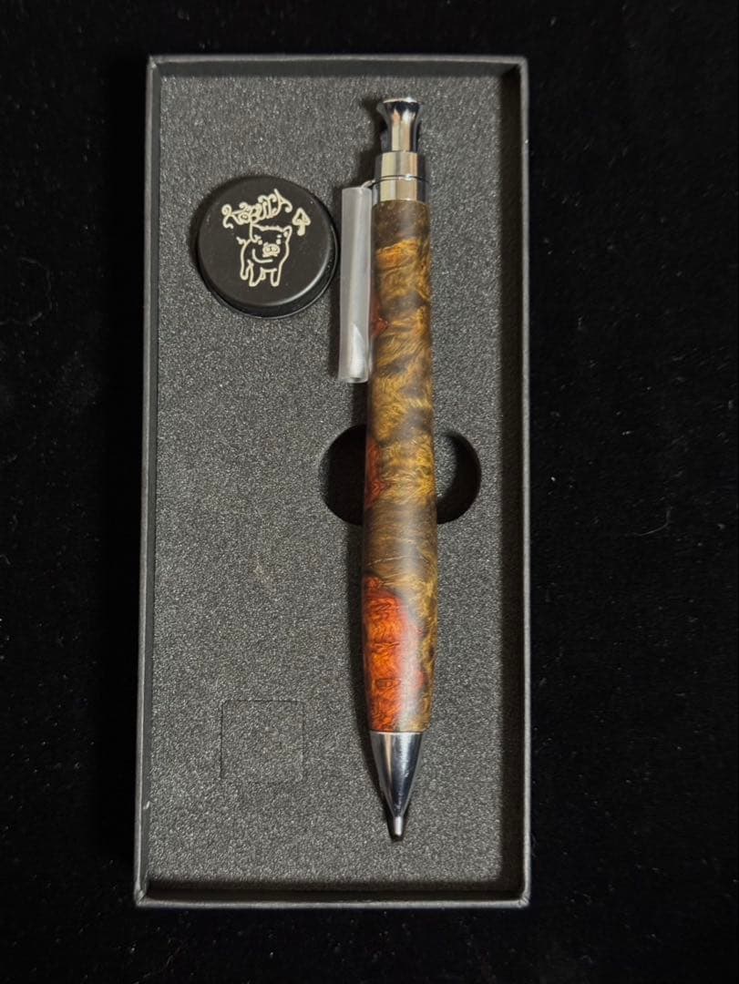 ①こぶた工房 シャープペンシル 極上花梨瘤 青赤0.5mm