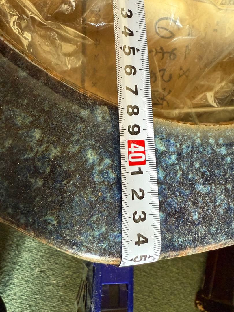 レトロ　青色の陶器製火鉢
