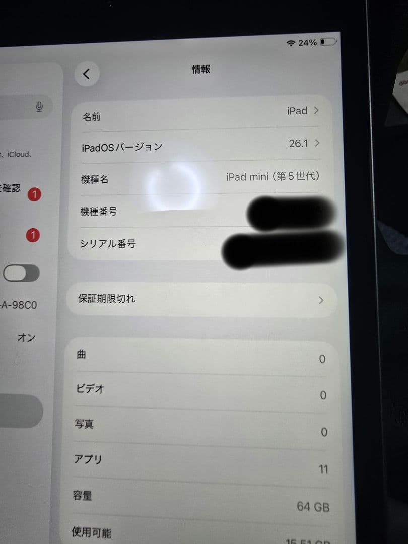 iPad mini 7.9インチ 64GB Wi-Fi 2019 最大容量89%