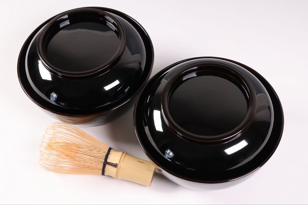 【MB281】加賀蒔絵 天然木漆塗 打出の小槌稲穂金蒔絵 黒塗椀 二客 大正昭和