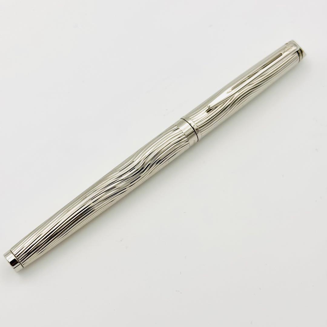 美品】 ウォーターマン 万年筆 パリ 波柄 シルバー M字 中字 フランス製