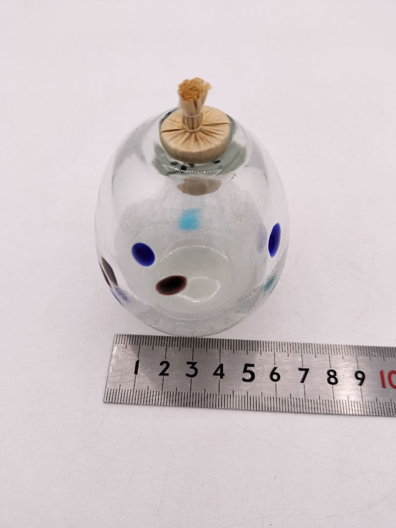 c587 振り出し 琉球ガラス 義山 水玉 カラー 紙箱 茶道具 古物
