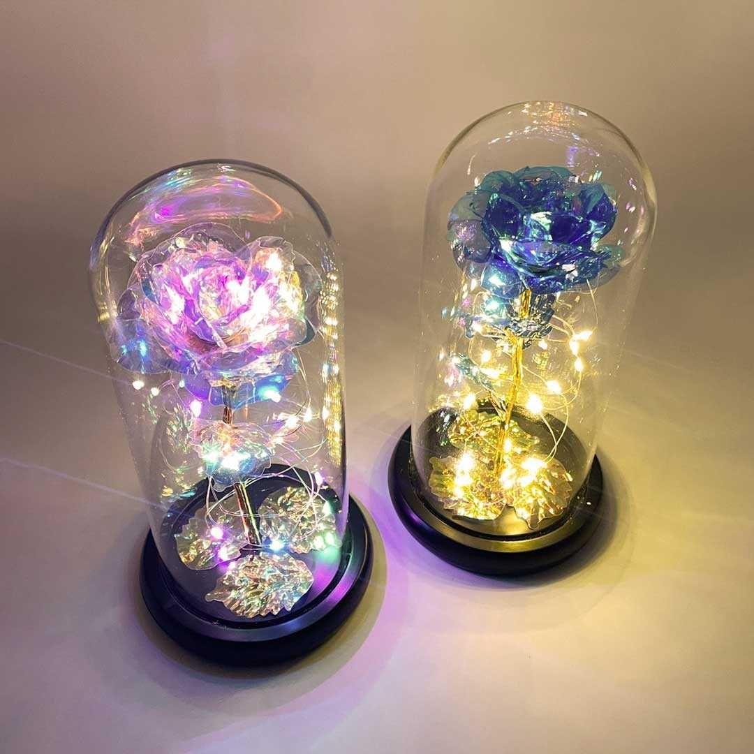 照明 薔薇 ガラスドーム LED 3D オブジェ 雑貨 玄関 インテリア