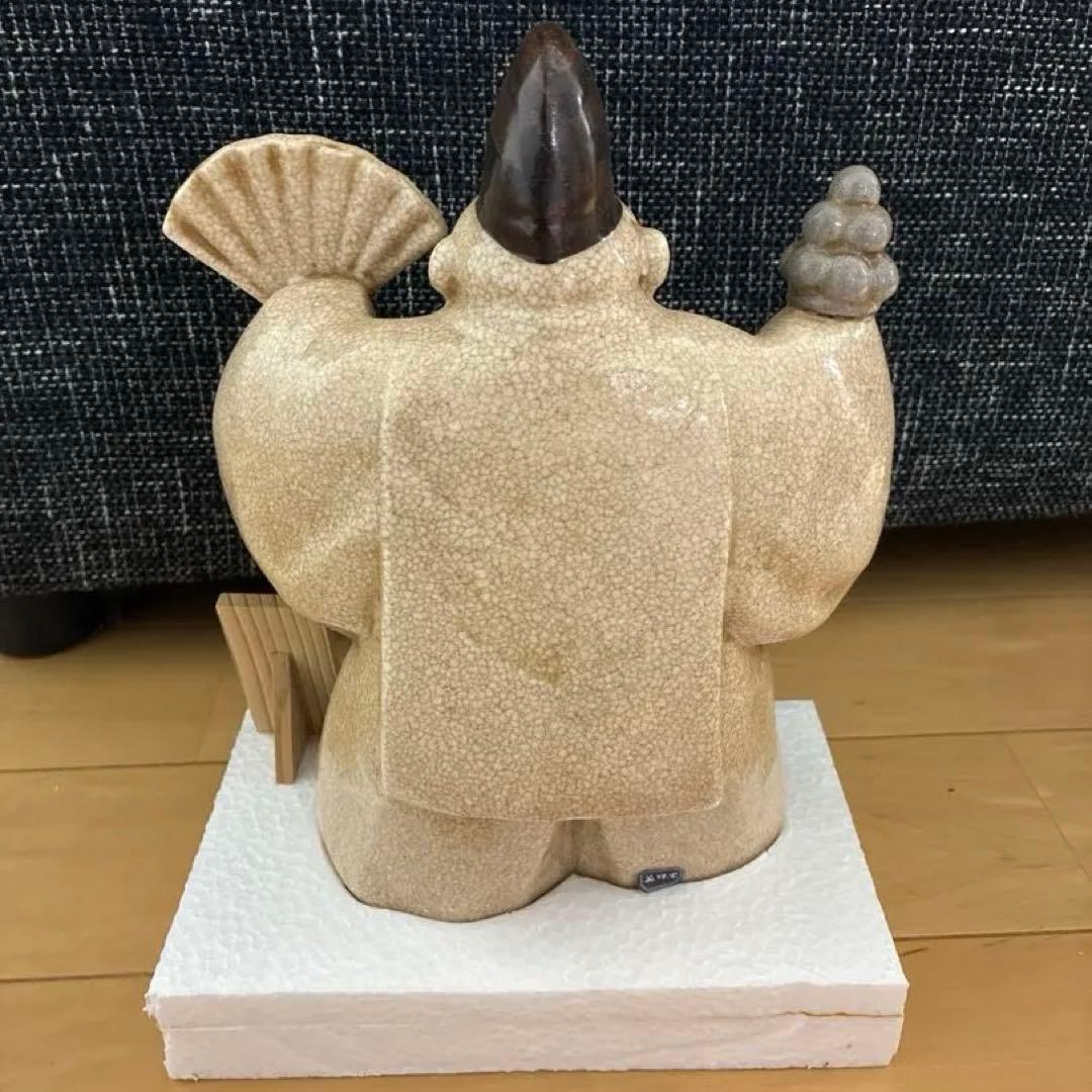 志野釉 招福干支 申歳 薬師窯 光堂作 陶器製 猿の置物 約25cm