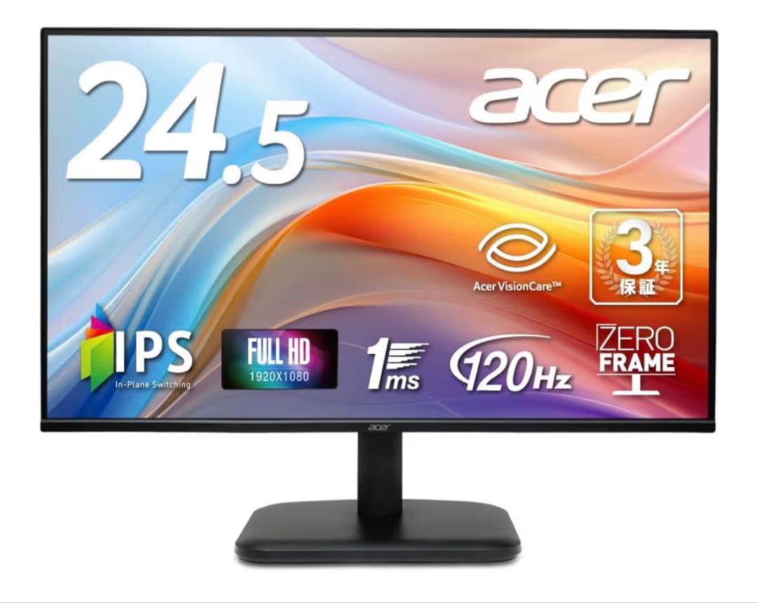 Acer モニター 24.5インチ フルHD 非光沢 IPS EK251QGbi