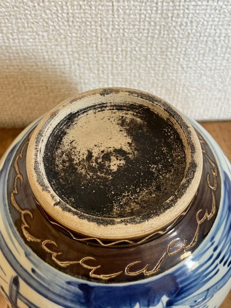 中国古玩 香炉 青花 染付 山水人物釣り図 骨董 古玩 時代物