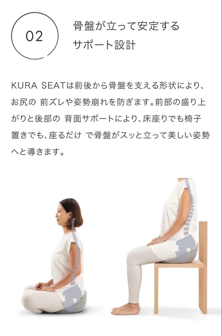 ＆MEDICAL KURA SEAT 姿勢矯正サポート クラシート　ネイビー