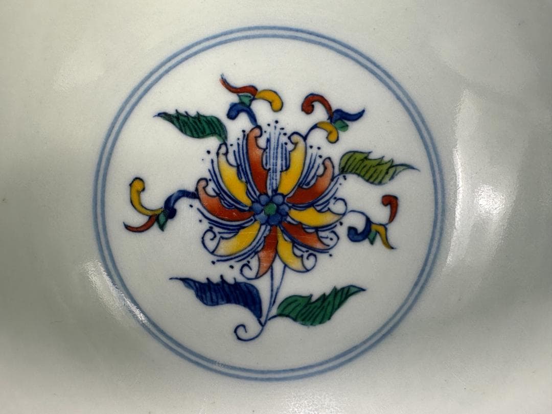 UXＭ31-2 中国美術　斗彩花卉文碗　豆彩鉢　時代　唐物