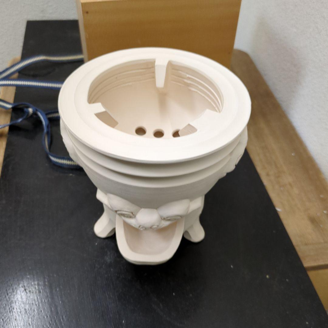 京焼 平安春峰 白泥鬼面 涼炉 煎茶道具 共箱 在銘 茶道具 炉
