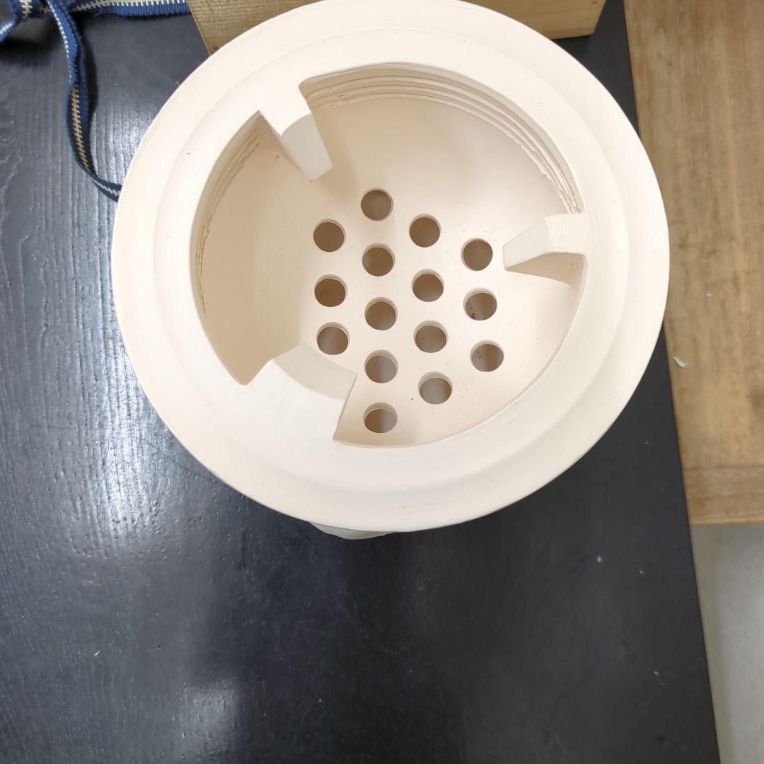 京焼 平安春峰 白泥鬼面 涼炉 煎茶道具 共箱 在銘 茶道具 炉