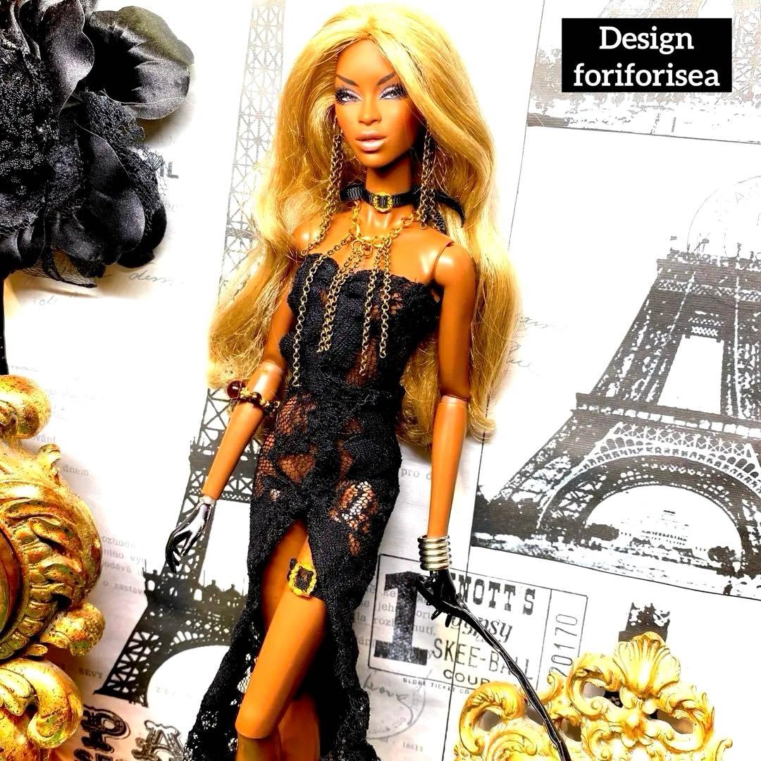 BLACK luxury long dress ★accessories★