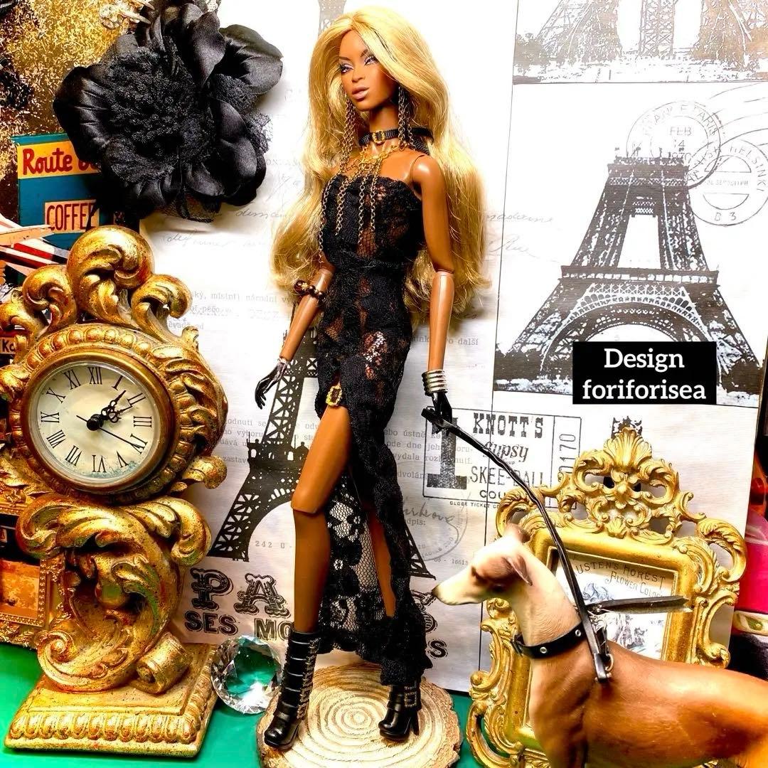 BLACK luxury long dress ★accessories★