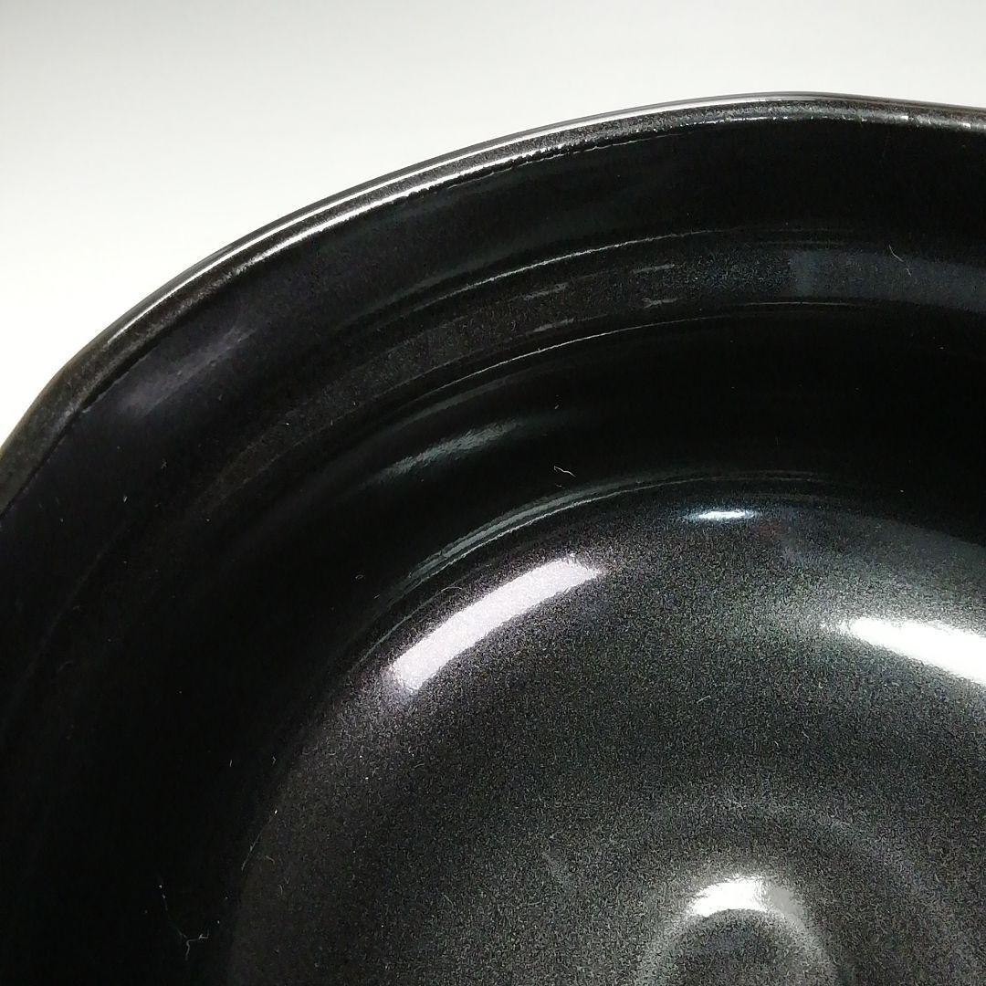 Ｓ４９９　茶碗　『倣黒織部』『安田茂郎作』　共箱　抹茶碗　茶道具