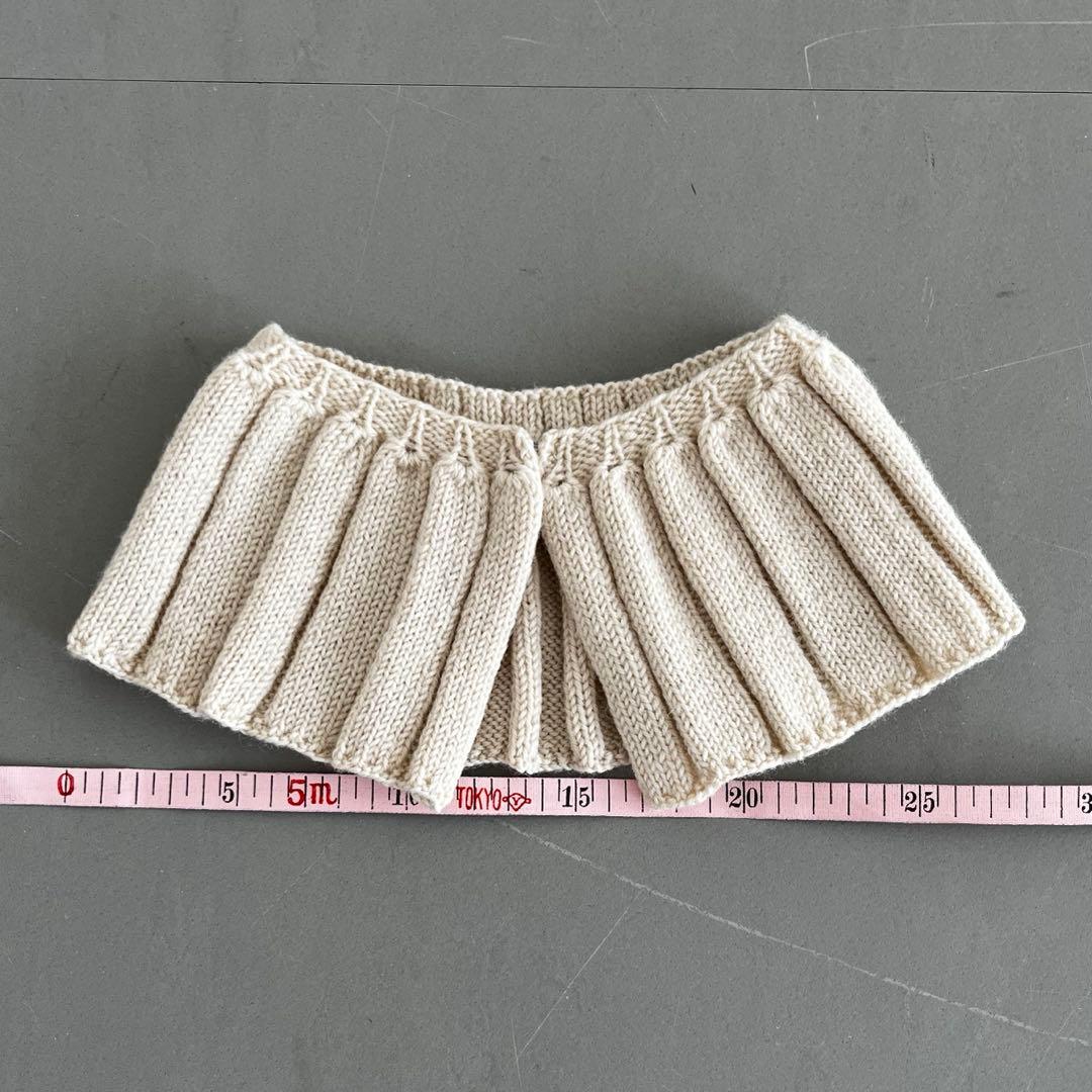 ニット付け襟 リブ編み つけ襟 ハンドメイド 作家 アイボリー