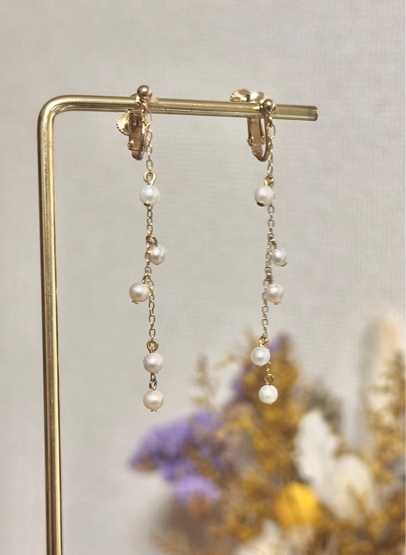 パール イヤリング& 天然石ブレスレット
