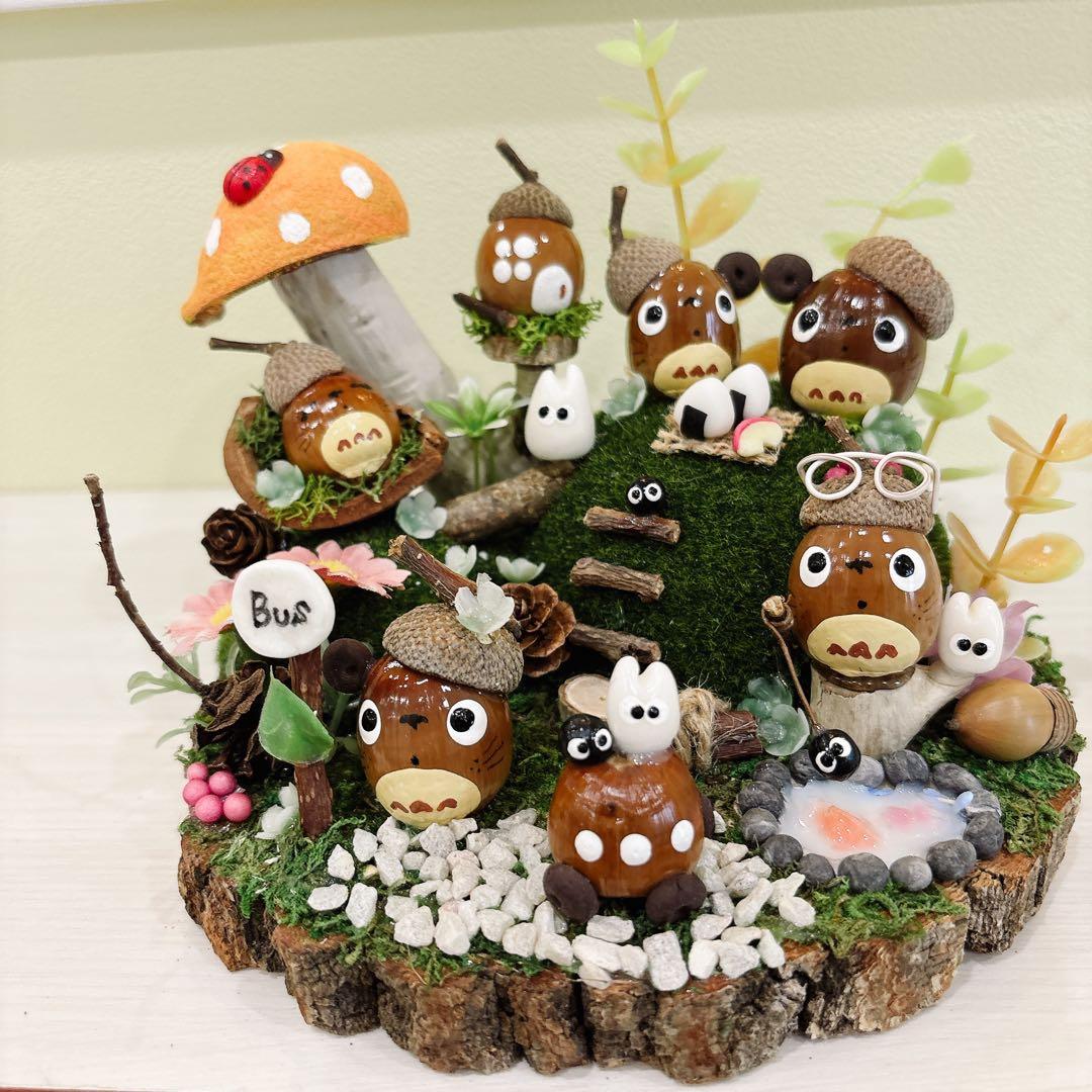専用　どんぐりアート　オブジェ　きのこ　丸太　パン　ケーキ　釣り