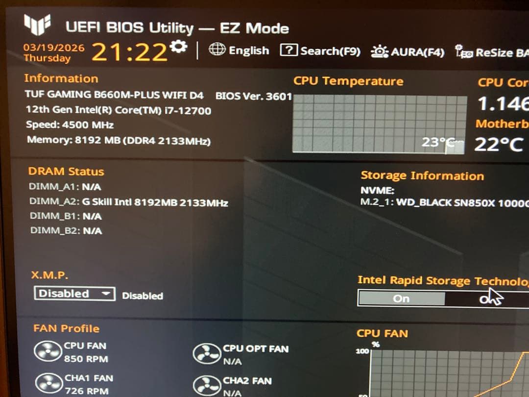 マザーボード ASUS TUFgaming B660M-PLUS D4 i7 12700