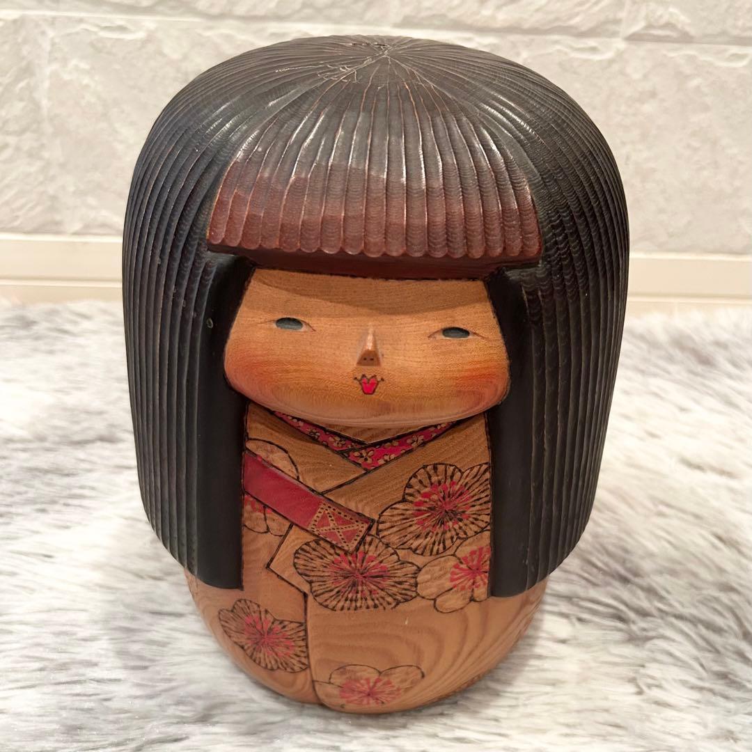 【希少・特大】 こけし 梅の香り 加藤龍雄作 27cm 1986年
