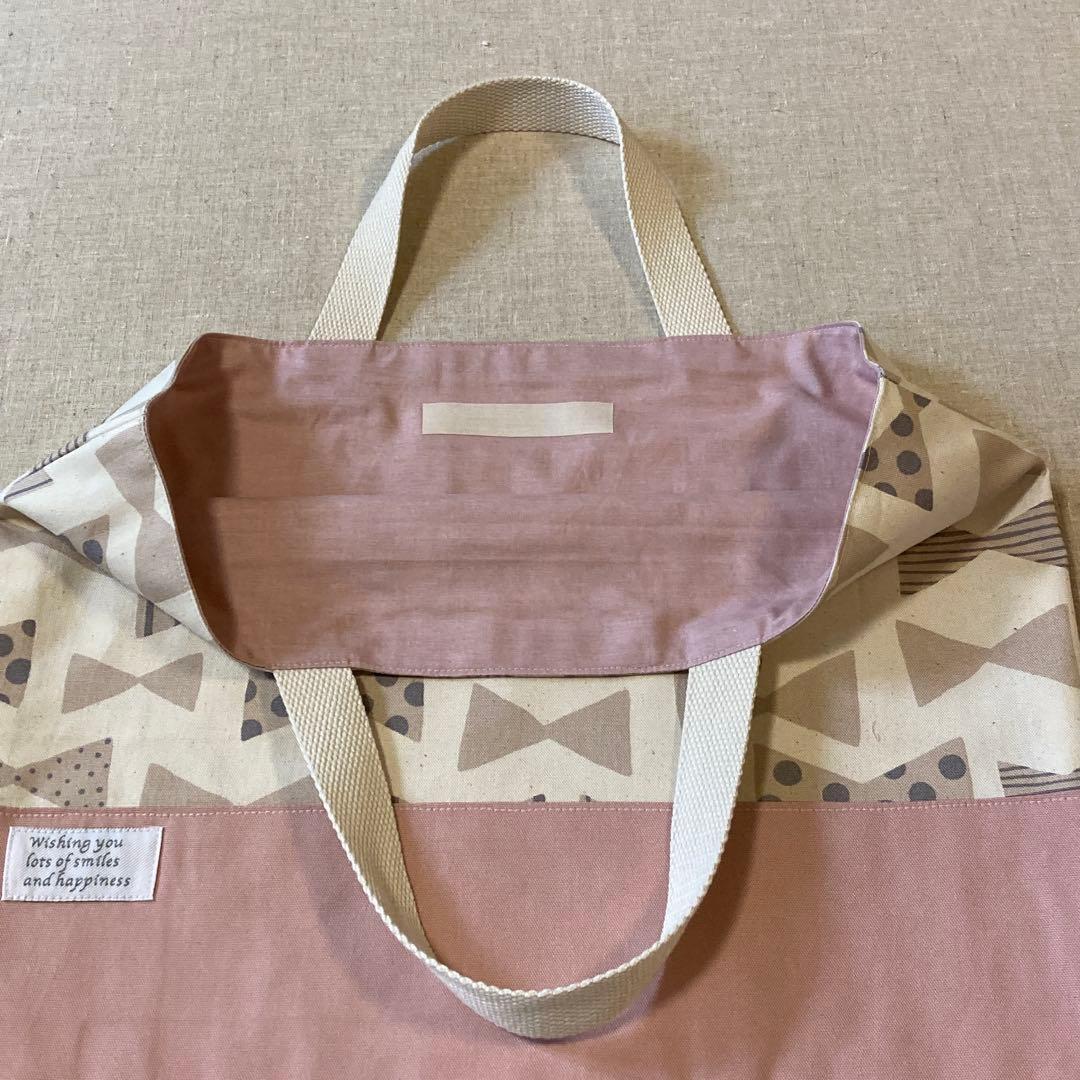 入園入学5点セット　アイボリーリボン　レッスンバッグ　上靴袋　ネームタグ　女の子