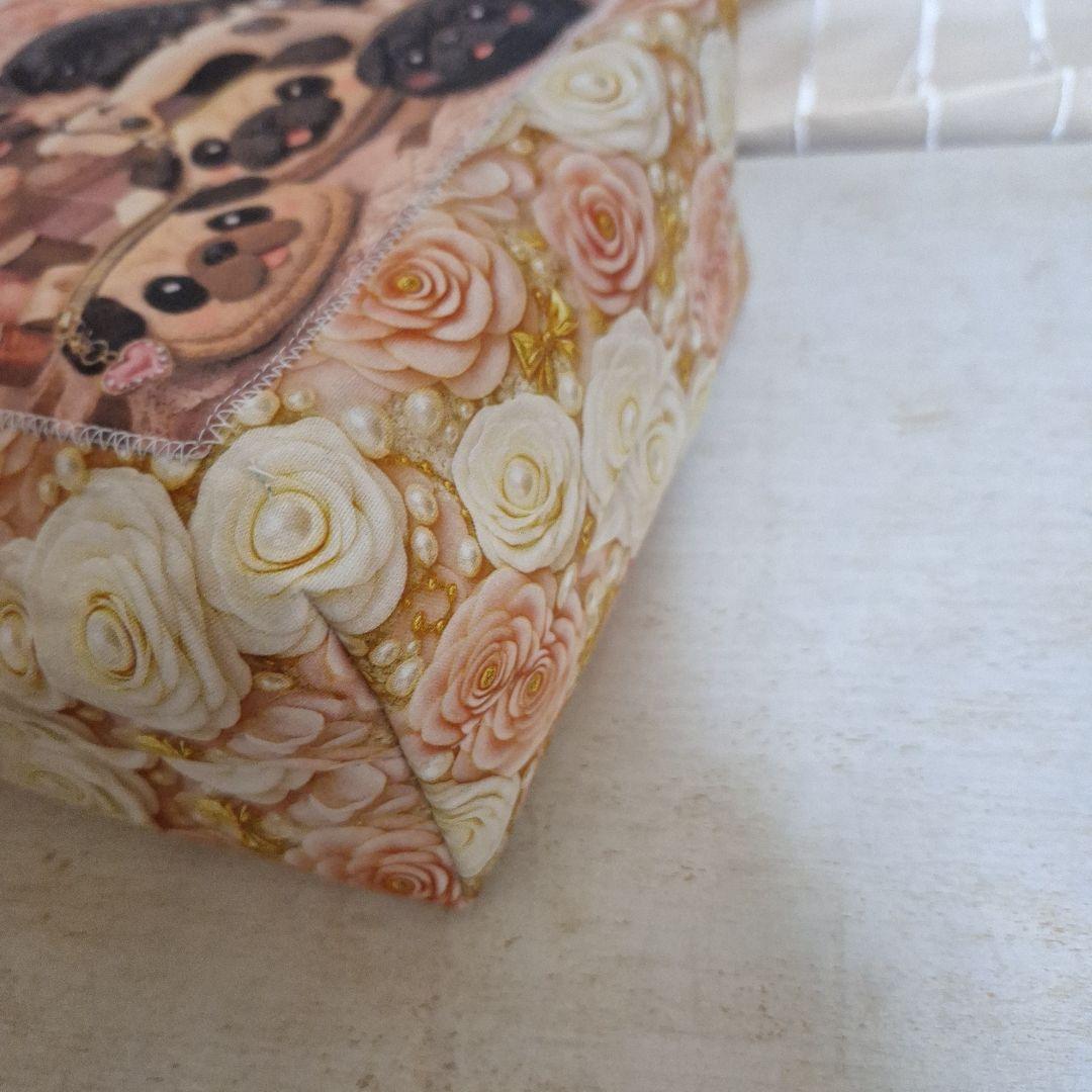 激レアパグパネル生地　ハンドメイド　布バスケット　まちなしバッグ