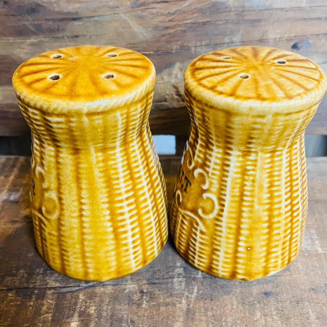 【vintage】ソルト&ペッパー S&P カゴ ラタン