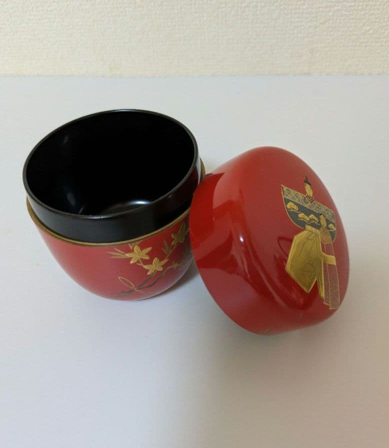 棗なつめ　山中塗蒔絵　中谷秀斉作　立雛　桃の節句　茶道具【新品未使用】共箱・共布