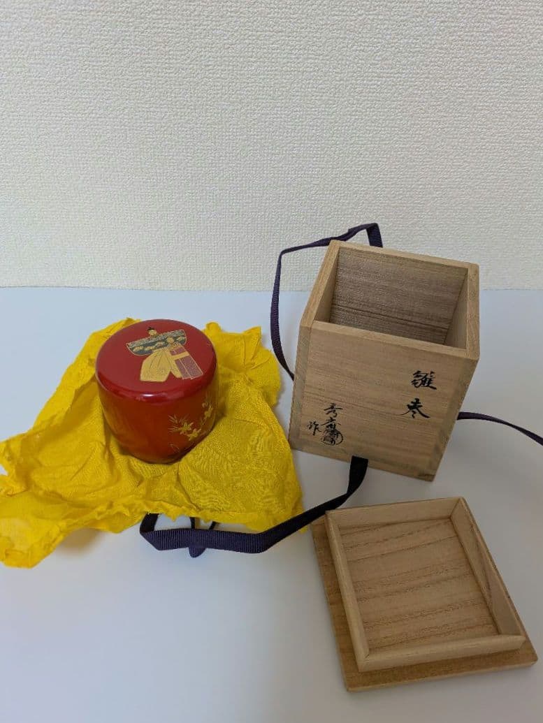 棗なつめ　山中塗蒔絵　中谷秀斉作　立雛　桃の節句　茶道具【新品未使用】共箱・共布