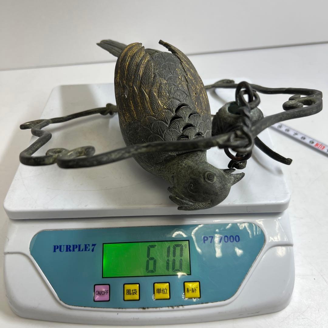 古銅 鳥香炉 610g 東キ8-0307① タカサオ
