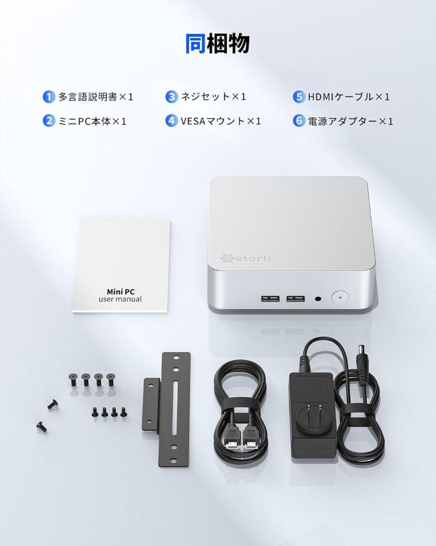 ミニPC Getorli Mini PC Ryzen5 3550H 16GB 512GB
