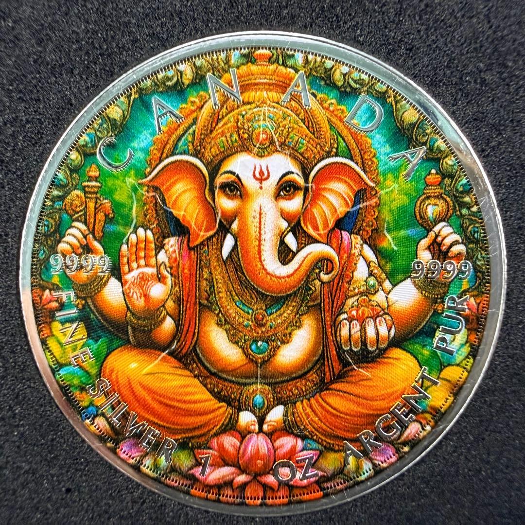 メイプルリーフ 銀貨 カラー インドの神様 ガネーシャ 1オンス 1oz