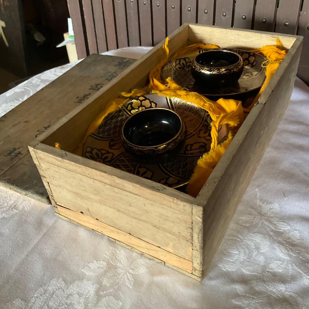 時代　蒔絵　天目台　盃台　木製　漆器　漆塗　2個セット　時代茶道具　茶道具　骨董