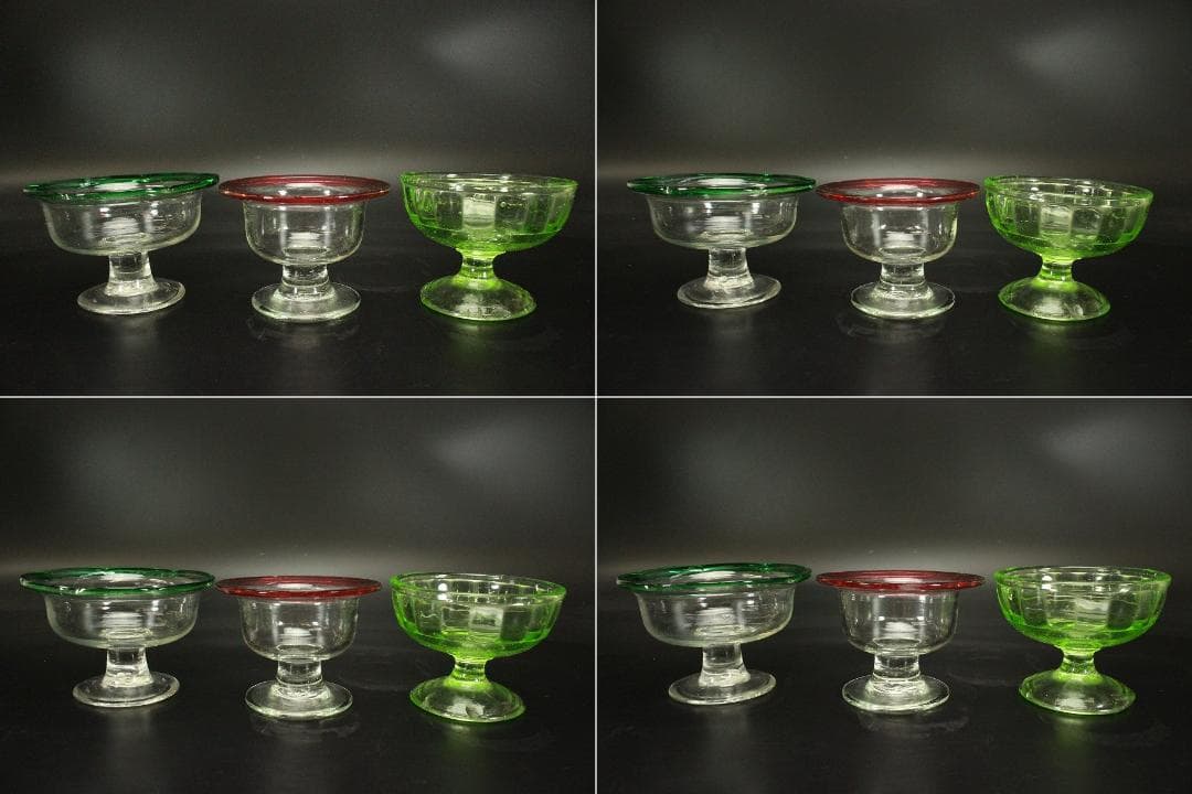 レトロ ガラス 氷カップ 六個 まとめて 大正-昭和(ZE850)