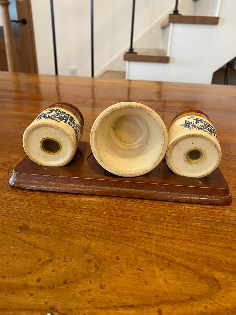 イギリス　ビンテージ　陶器コンディメント　キャンドルスタンド　カントリー