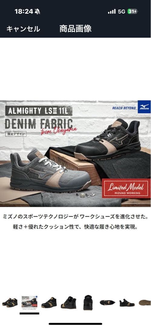 Mizuno 安全靴 グレー/ベージュ 新品タグ付き