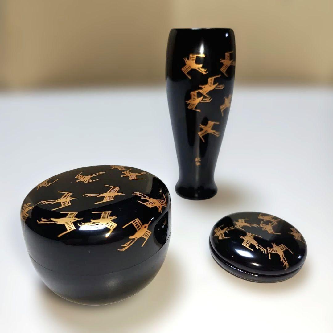 茶道具　輪島塗　千鳥蒔絵利休茶箱 　　　　　　　　　蒔絵師　今田北仙
