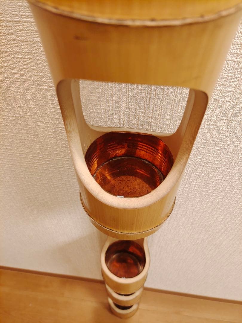特大花器　竹製　銅落とし　五重切　高さ116cm 花入　竹工芸　華道具　店舗什器