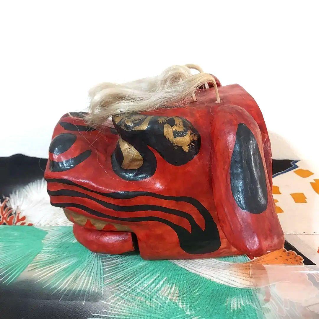 【希少】廿日市張り子　獅子頭　はりこ獅子頭　昭和48年作成　工芸品