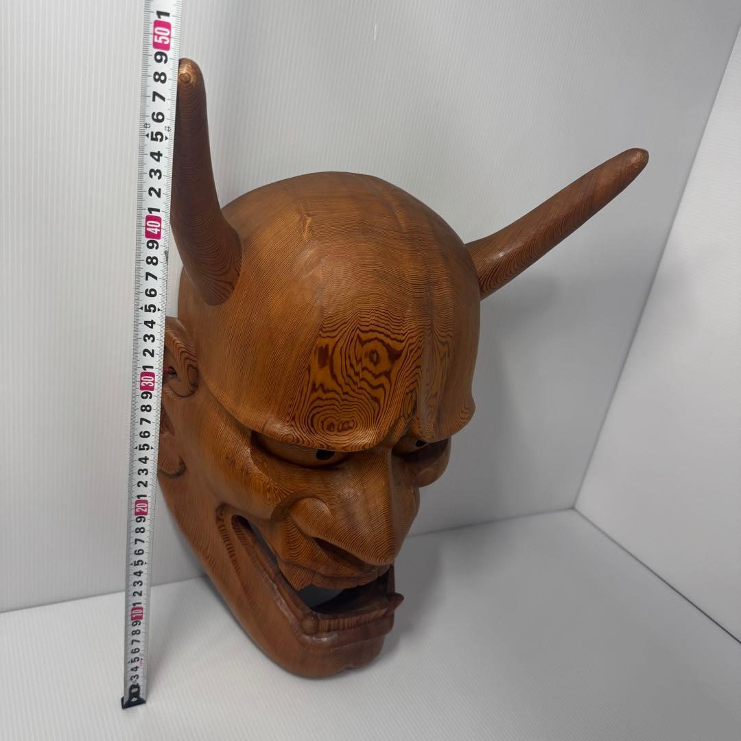 【極希少】 政落款 一刀彫 般若 能面 特大 木彫 迫力抜群約50cm逸品