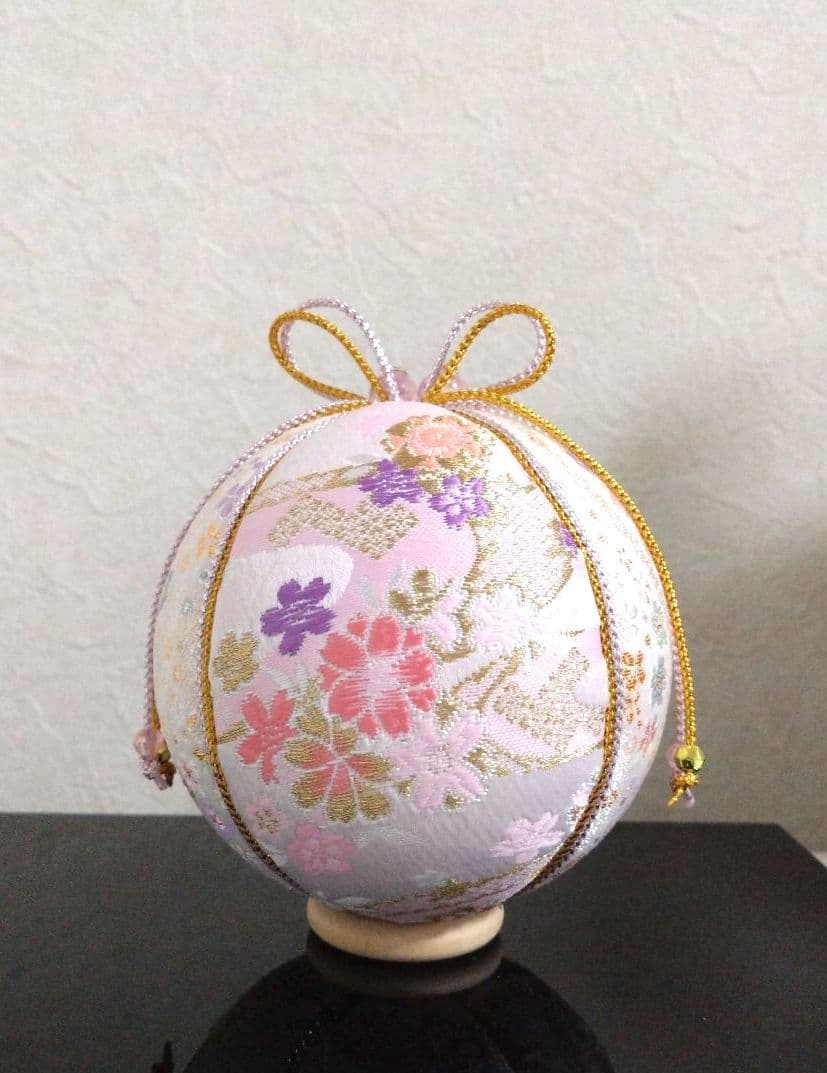 しょりん 手鞠 手毬 てまり 刺繍冬のシマエナガ ピンク No.200