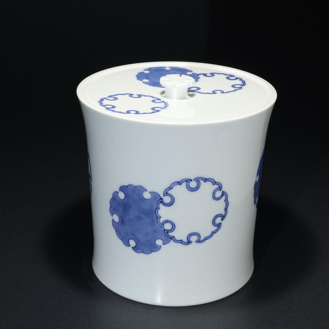 【茶道具】水指　平戸白磁　雪輪　横石嘉助　共箱　美品　R1701