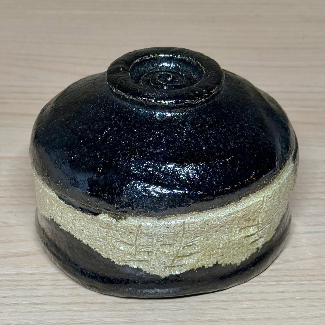 楽焼 佐々木松楽 黒楽 松文 少し沓形 茶碗 楽茶碗 抹茶碗 茶道具