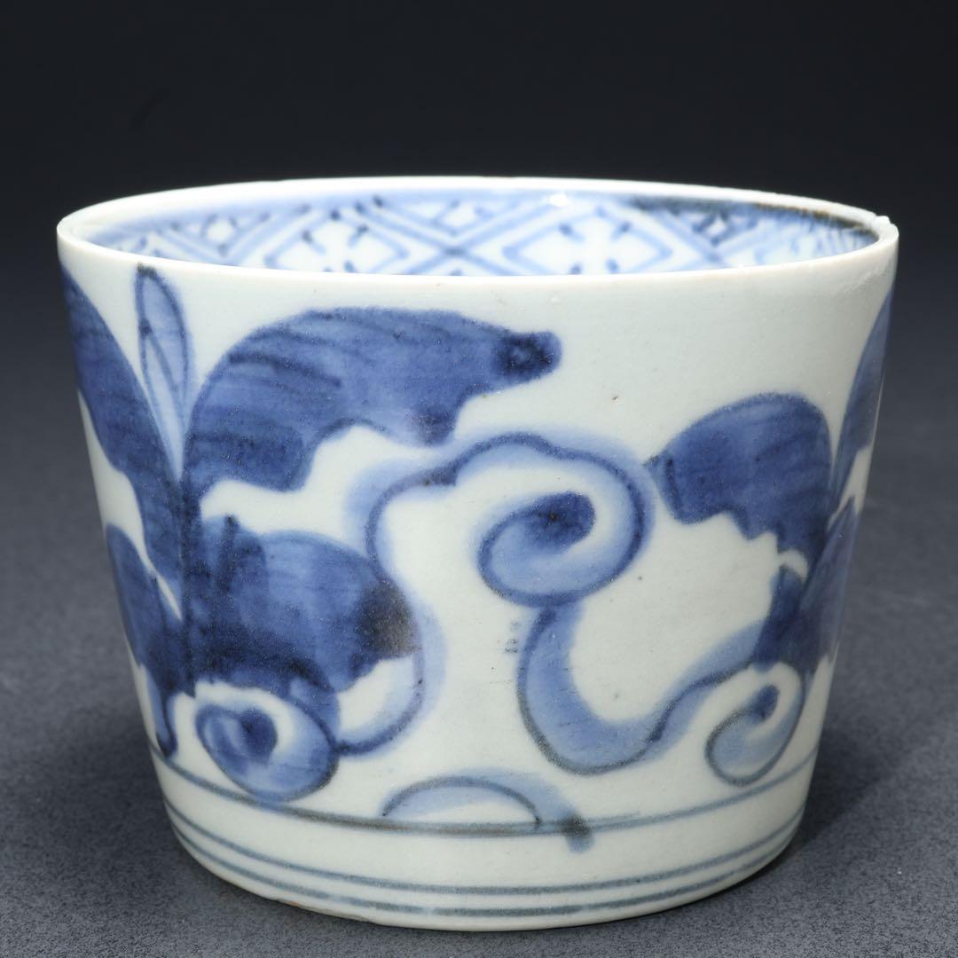 伊万里染付　芭蕉図蕎麦猪口　骨董　古伊万里　R1721w2