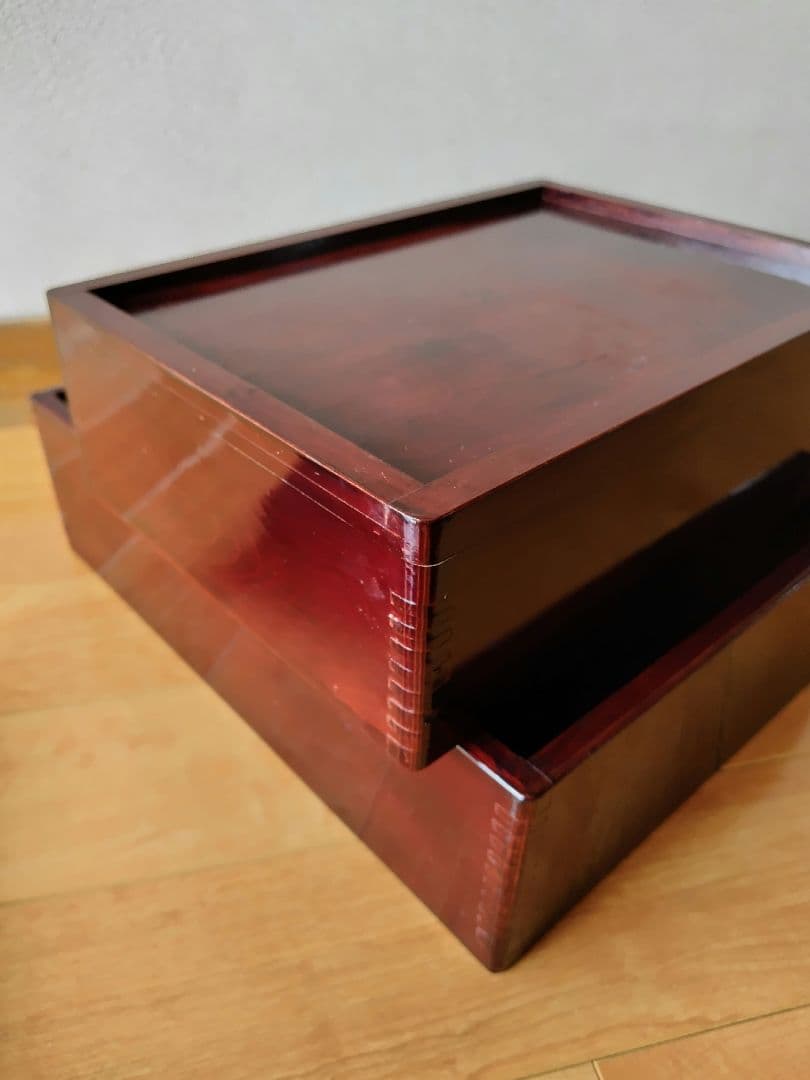 伝統漆器　木箱　道具箱　文箱　入れ子式　　大中2個