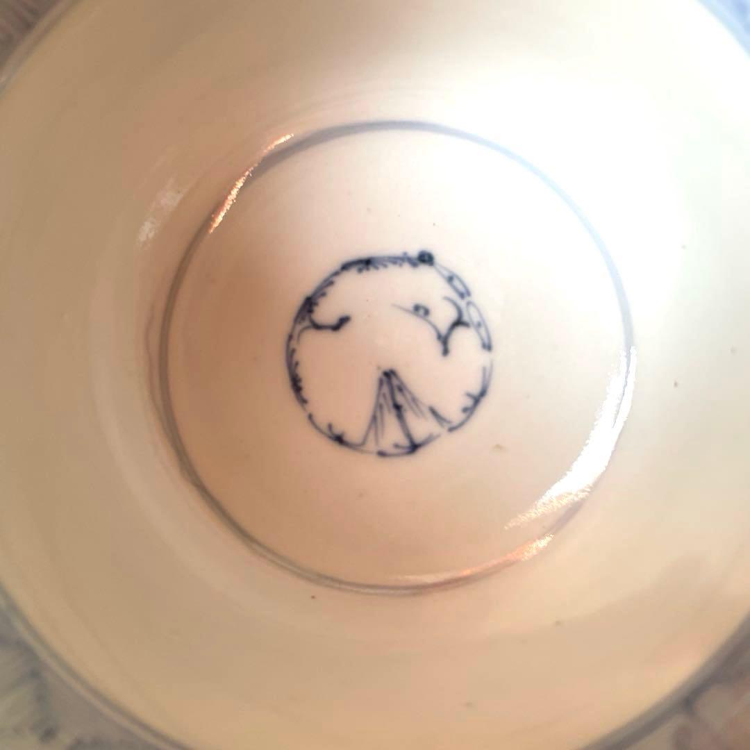 古伊万里　染付　花弁紋　蓋付ご飯茶碗