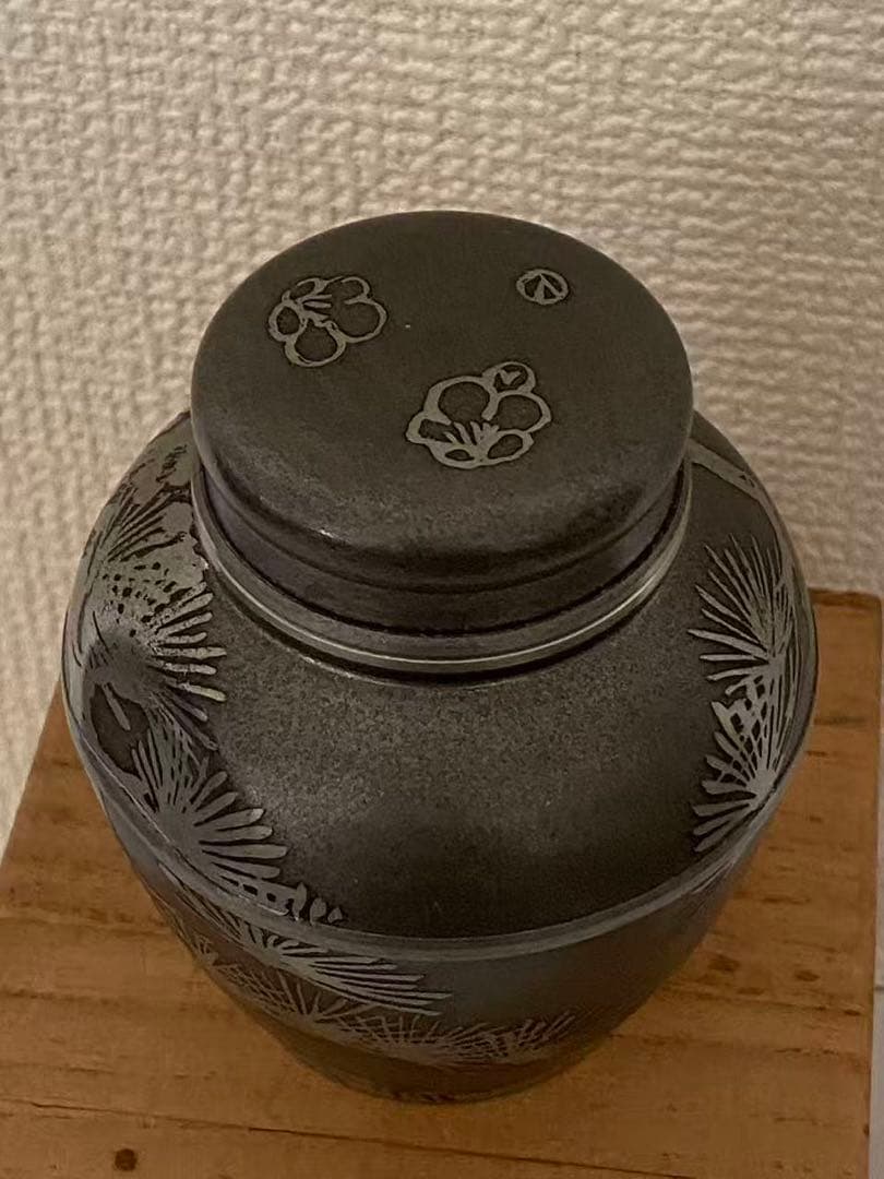 上錫 錫半 茶壺 錫製 茶入茶壺 煎茶道具 金属工芸（錫製）年代物 傷有