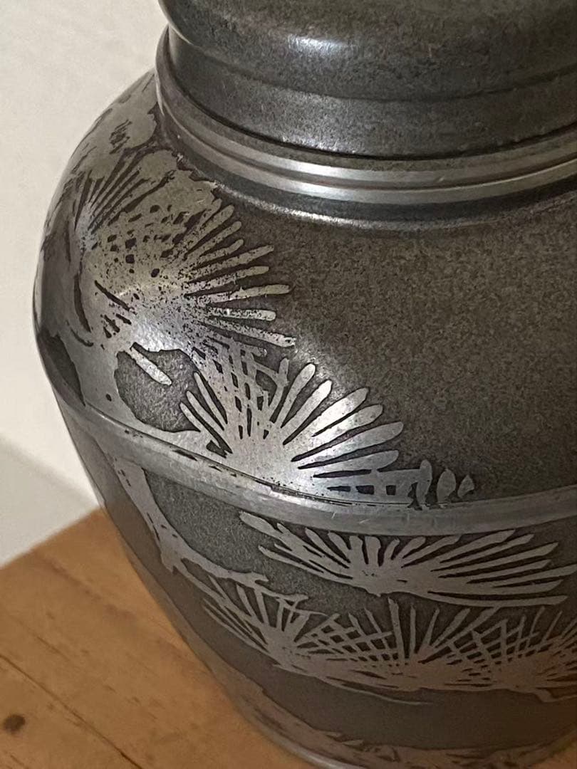 上錫 錫半 茶壺 錫製 茶入茶壺 煎茶道具 金属工芸（錫製）年代物 傷有