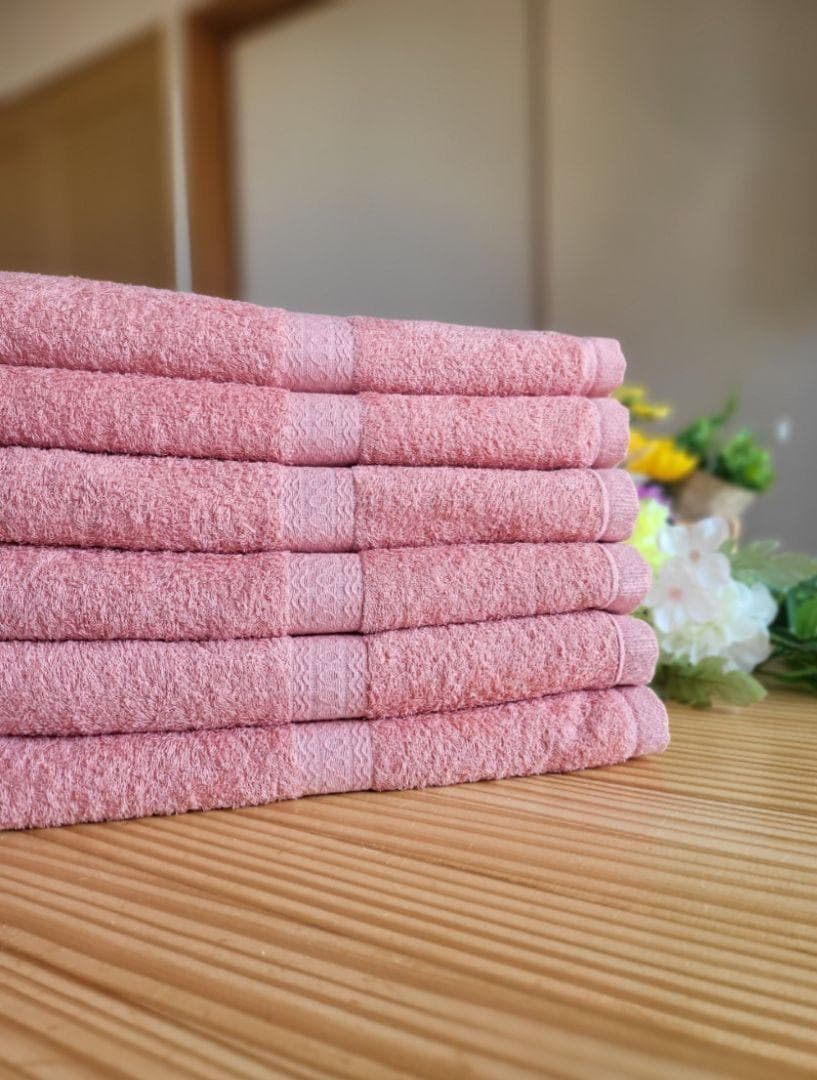 泉州タオル 高級綿糸サーモンピンクバスタオルセット4枚入 まとめ売り タオル新品