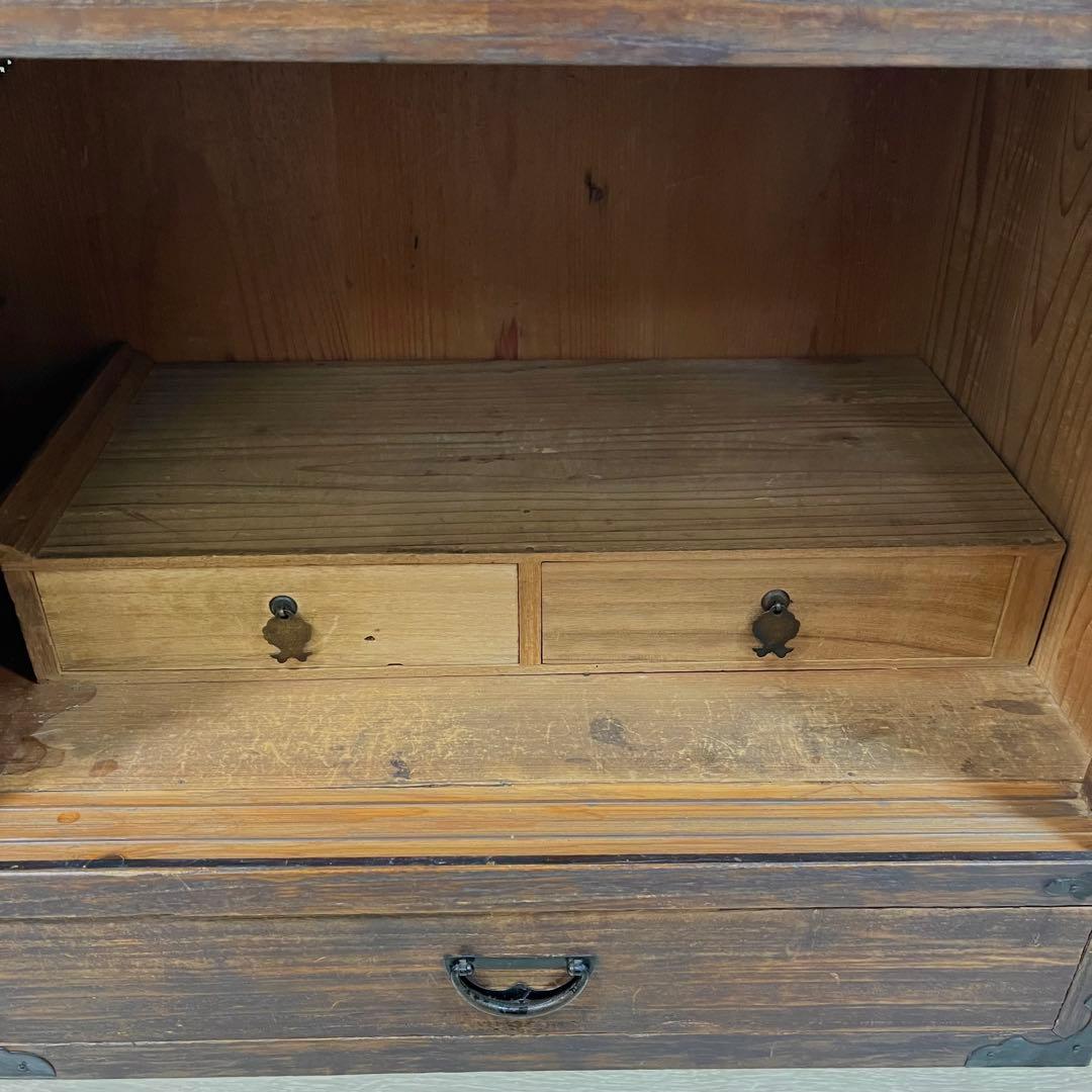(な03)古家具 桐ローボード テレビ台 和箪笥 魚金具 時代家具 和家具