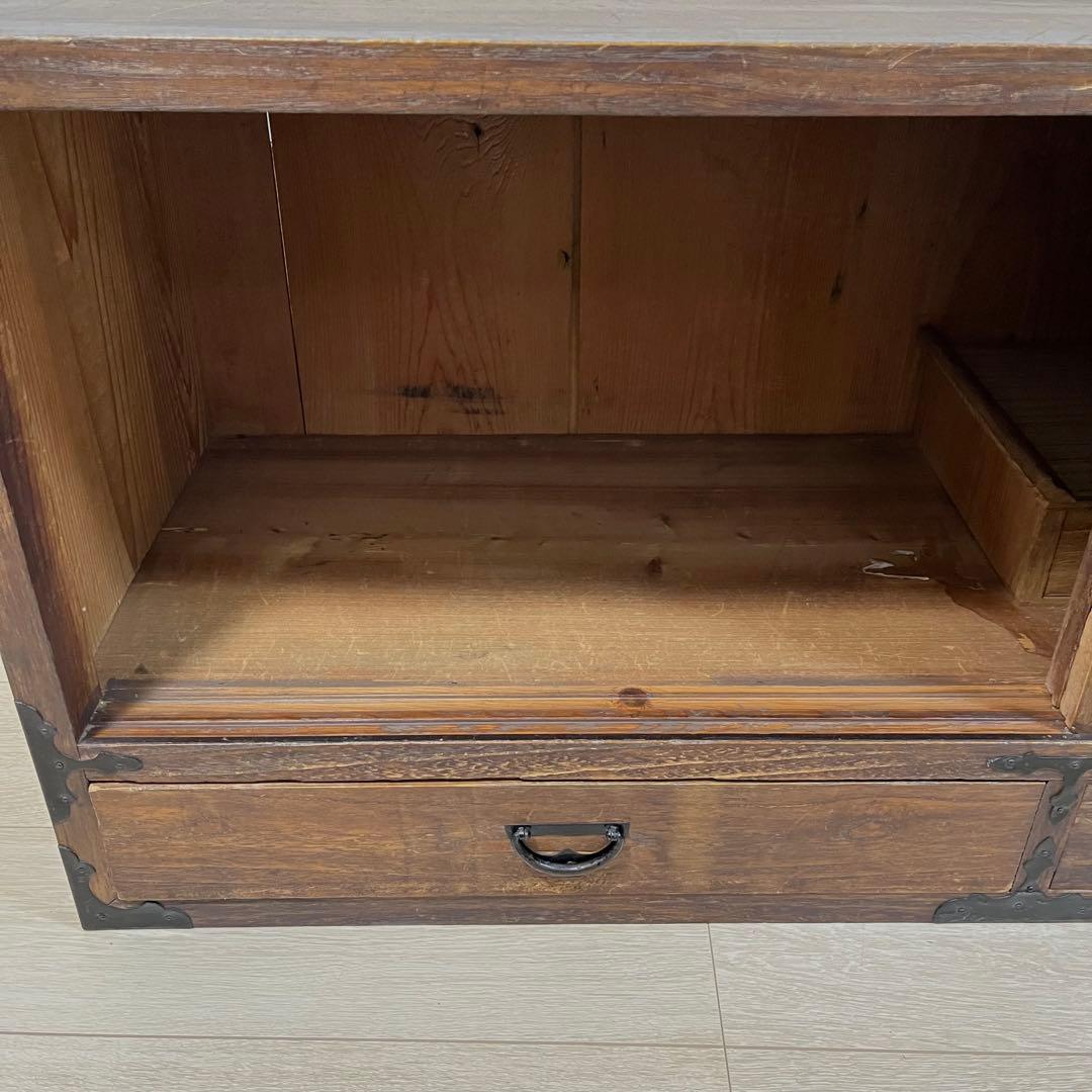 (な03)古家具 桐ローボード テレビ台 和箪笥 魚金具 時代家具 和家具